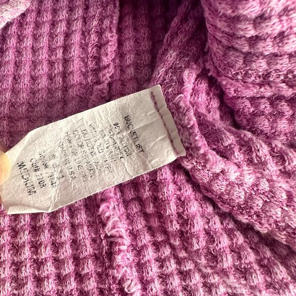 Vintage Bucketlist Waffle Knit Cropped Sweater Top Pink Size Medium Coquette - Picture 4 of 5